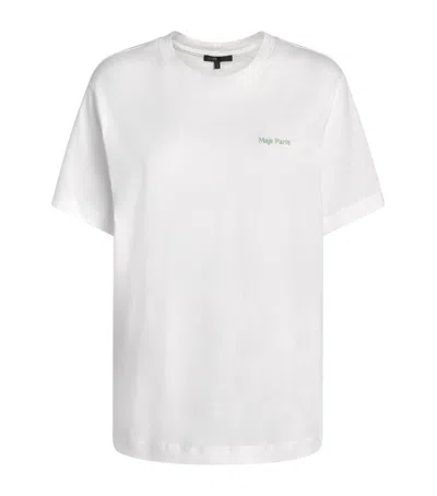 Maje Cotton Graphic T-shirt In White