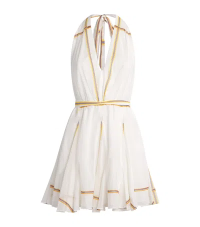 Maje Womens White Patterned Halterneck Cotton Mini Dress