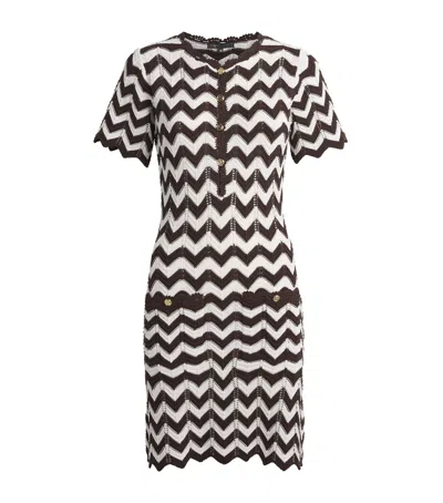 Maje Cotton Knitted Zigzag Mini Dress In Multi