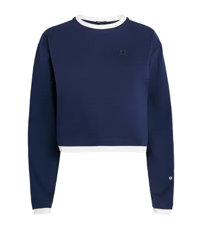 Maje Cotton Layered Logo T-shirt In Blue