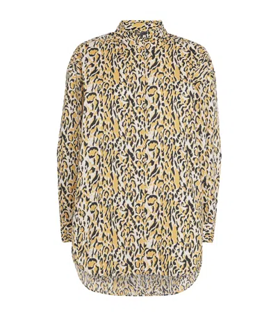 Maje Cotton Leopard Print Shirt In Brown