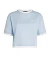 Maje Womens Blue Sky Logo-embroidered Layered-effect Cotton T-shirt In Blue