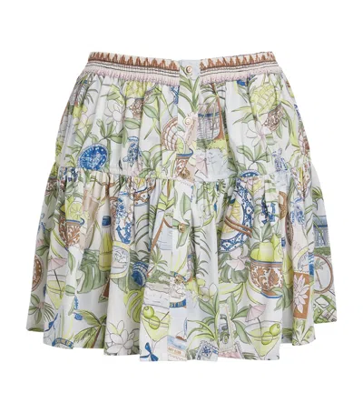 Maje Cotton Printed Mini Skirt In White