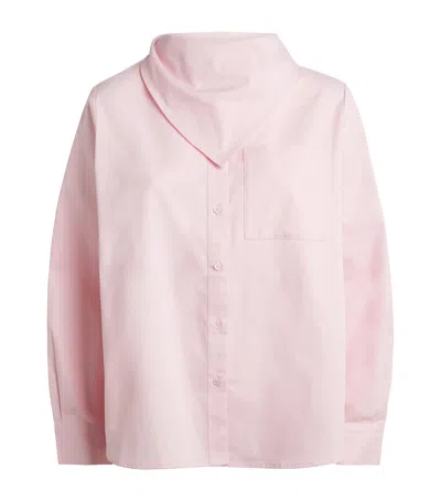 Maje Cotton Scarf-detail Shirt In Pink