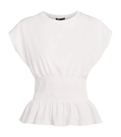 Maje Cotton Shirred T-shirt In White