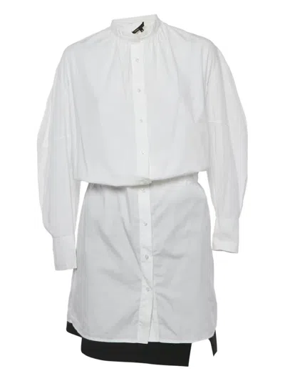 Pre-owned Maje Cotton Shirt Mini Dress In White