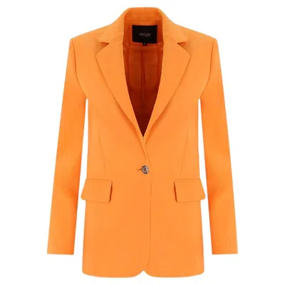 Pre-owned Maje Cotton Single-breasted Blazer In Orange