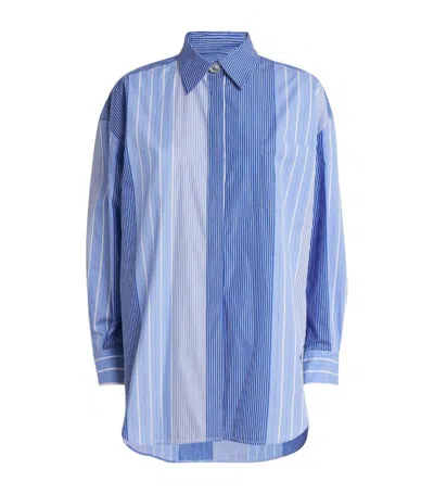 Maje Striped Cotton Shirt In Blue