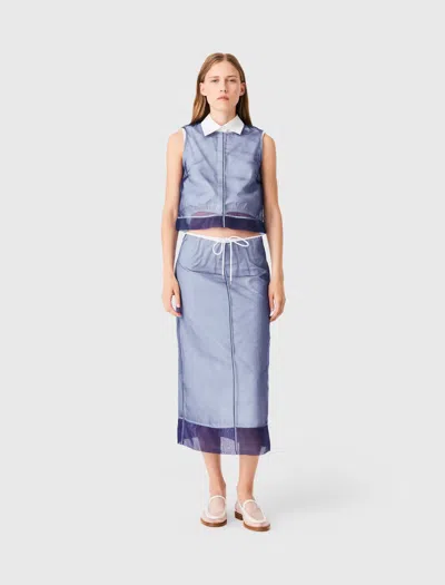 Maje Cotton Top With Removable Organza In Blue