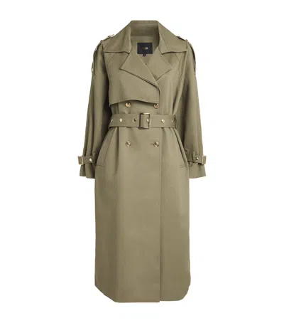 Maje Cotton Trench Coat In Brown