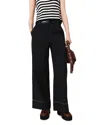 Maje Cotton Trousers With Leather Belt In Black