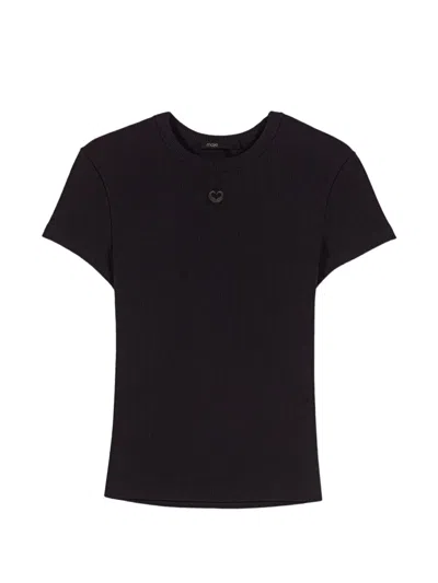 Maje Cotton T-shirt In Black
