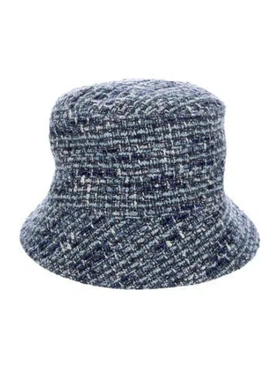 Pre-owned Maje Cotton Tweed Bucket Hat  W/tags In Blue