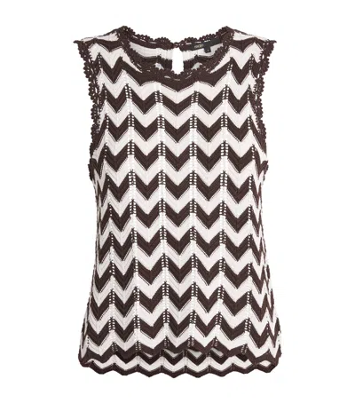Maje Cotton Zigzag Crochet Top In Brown
