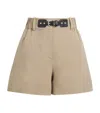 Maje Cotton-blend Belted Shorts In Brown