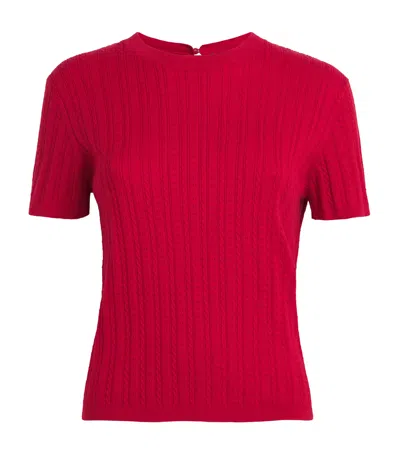 Maje Cotton-blend Cable Knit Sweater In Red
