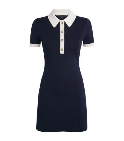 Maje Cotton-blend Polo Mini Dress In Blue