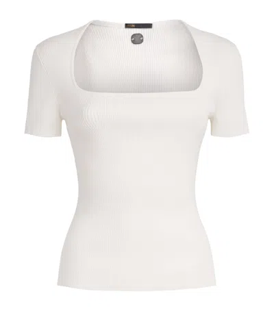 Maje Cotton-blend Rib-knit Top In White