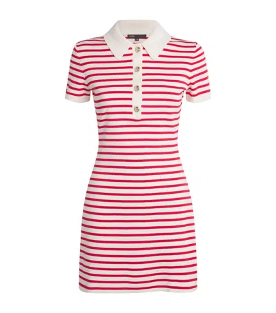 Maje Cotton-blend Stripe Mini Dress In Red
