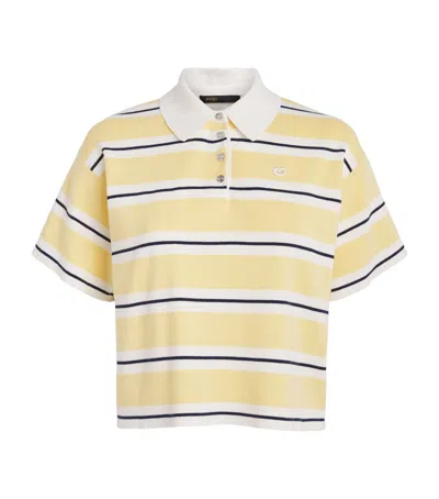 Maje Cotton-blend Stripe Polo Shirt In Yellow
