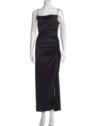 Pre-owned Maje Cowl Neck Long Dress In Black