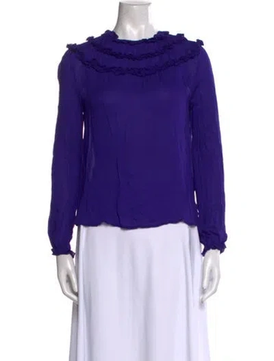 Pre-owned Maje Cowl Neck Long Sleeve Blouse In Blue