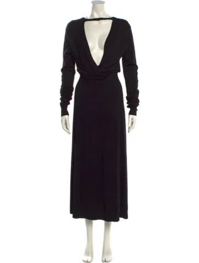 Pre-owned Maje Cowl Neck Midi Length Dress In Black