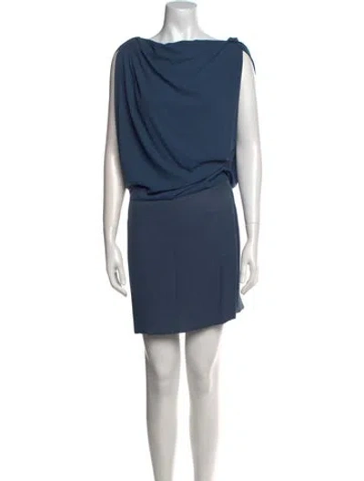 Pre-owned Maje Cowl Neck Mini Dress In Blue