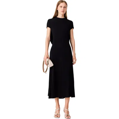 Maje Cowl-back Maxi Dress In Black