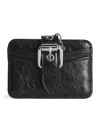 Maje Cracked Leather Miss M Card Holder In Black