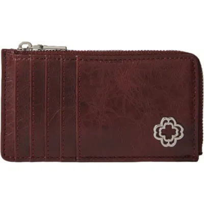 Maje Crackled Leather Cardholder In Burgundy
