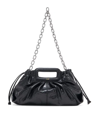 Maje Crackled Leather Milpli Clutch Bag In Black