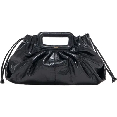 Maje Crackled Leather Milpli Pouch In Black