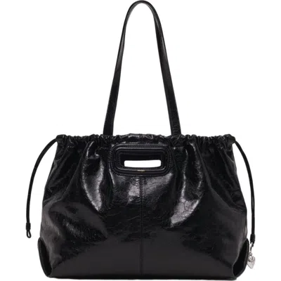 Maje Crackled Miss M Tote Bag In Black