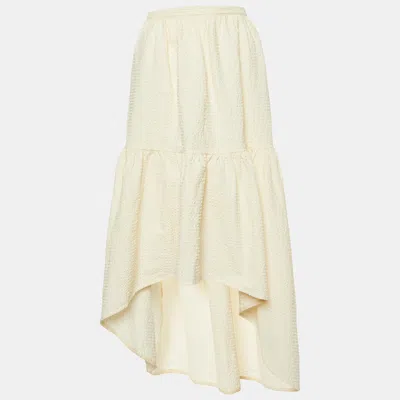 Pre-owned Maje Cream Textured Cotton Asymmetrical Skirt M