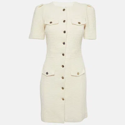 Maje Cream Tweed Sheath Dress In White