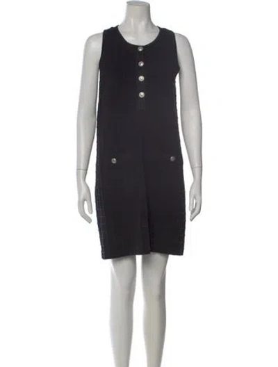 Pre-owned Maje Crew Neck Knee-length Dress In Black