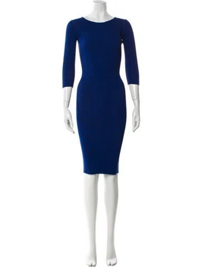 Pre-owned Maje Crew Neck Knee-length Dress In Blue