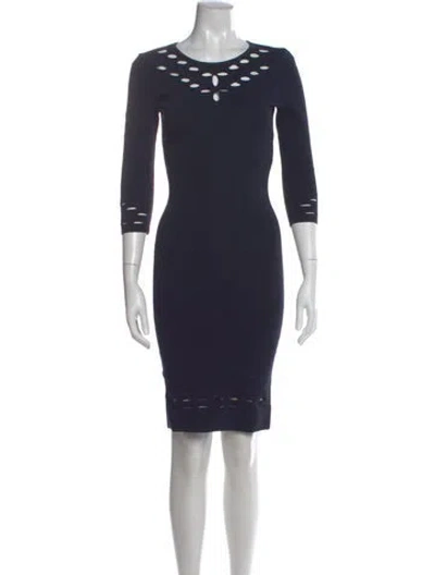 Pre-owned Maje Crew Neck Knee-length Dress In Blue