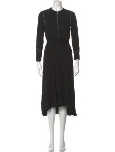 Pre-owned Maje Crew Neck Long Dress In Black