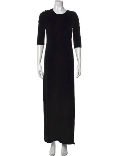Pre-owned Maje Crew Neck Long Dress In Black