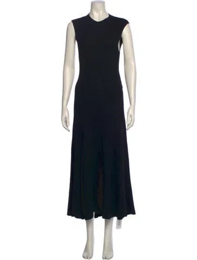 Pre-owned Maje Crew Neck Long Dress In Black