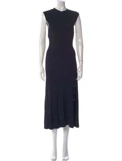 Pre-owned Maje Crew Neck Long Dress In Black