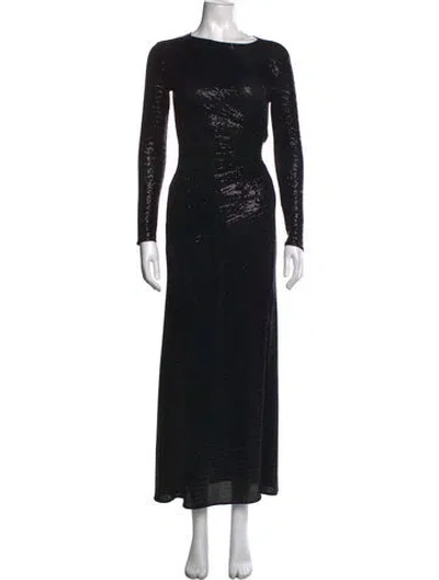 Pre-owned Maje Crew Neck Long Dress In Black
