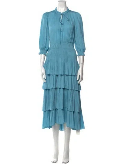 Pre-owned Maje Crew Neck Long Dress In Blue