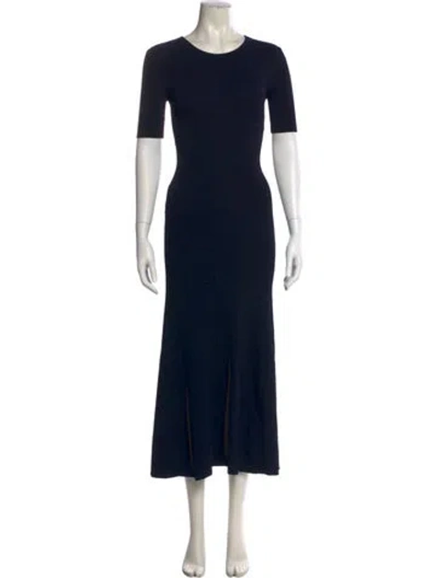 Pre-owned Maje Crew Neck Long Dress In Blue