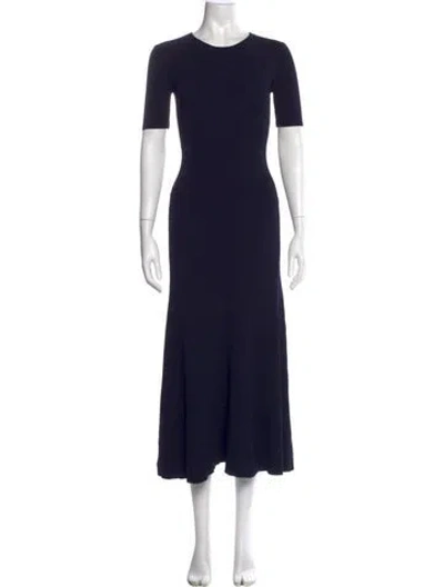 Pre-owned Maje Crew Neck Long Dress In Blue