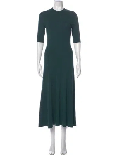 Pre-owned Maje Crew Neck Long Dress In Green