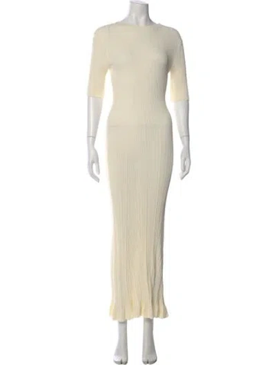 Pre-owned Maje Crew Neck Long Dress In Neutral