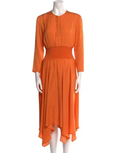 Pre-owned Maje Crew Neck Long Dress In Orange